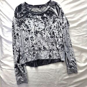 22fresh Crushed Velvet Sweatshirt Gray Silver Size S